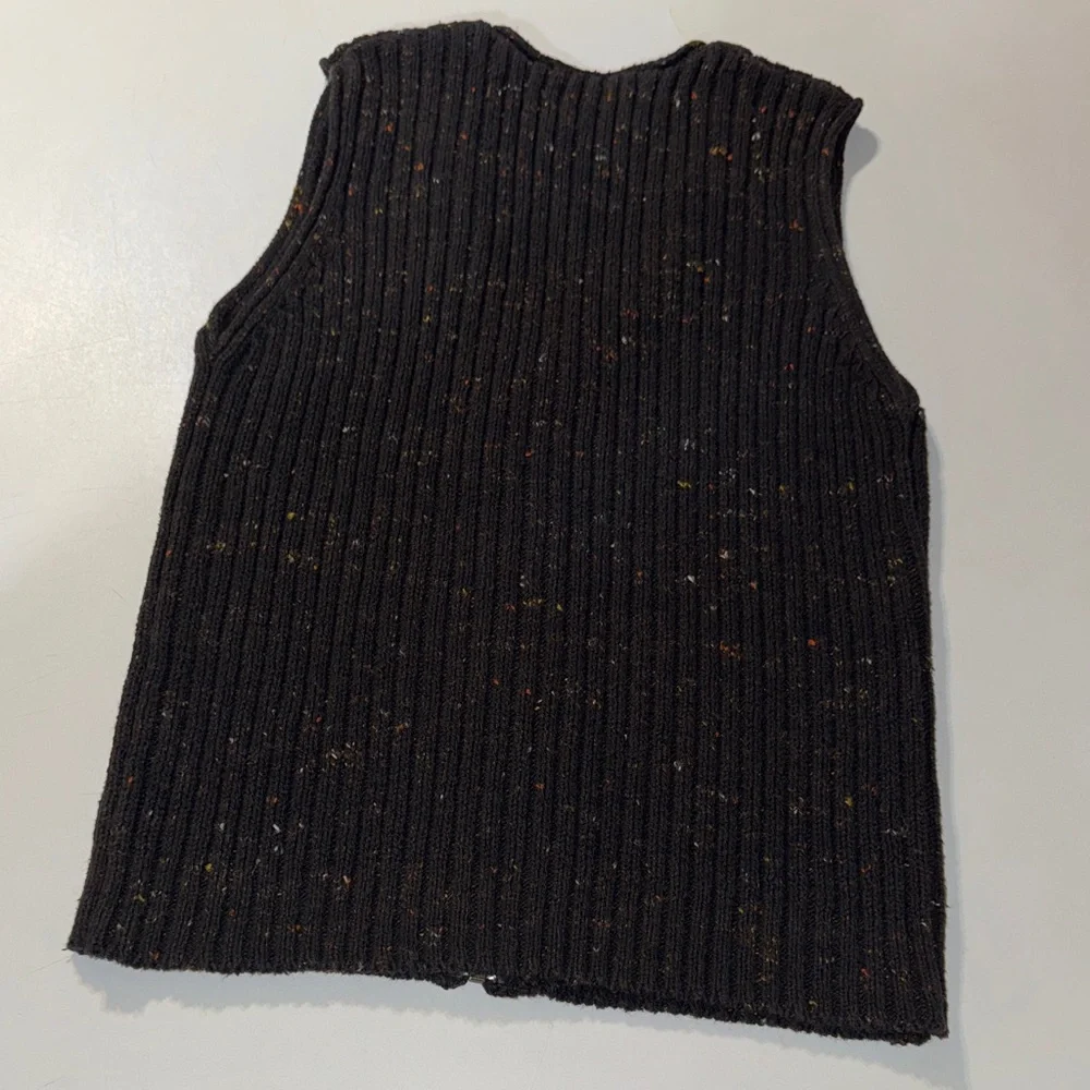 Vintage Harold’s Dark Charcoal/Blackish Ribbed‎ Knit Cotton & Wool Vest